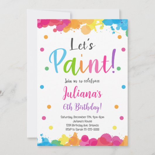 Kleurrijke schilderij Kids Verjaardag uitnodiging (Voorkant)
