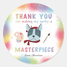 Kleurrijke schilderij partij puppy hond verjaardag