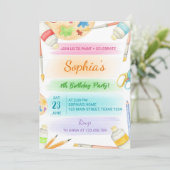 Kleurrijke schilderij Pastel Verjaardag uitnodigin Kaart (Staand voorkant)