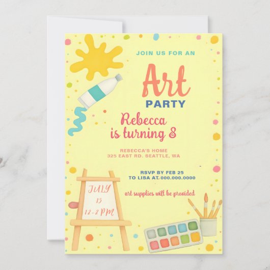 Kleurrijke Schilderij Tekening Art Party Verjaarda Kaart (Voorkant)