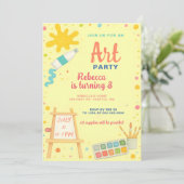 Kleurrijke Schilderij Tekening Art Party Verjaarda Kaart (Staand voorkant)