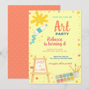 Kleurrijke Schilderij Tekening Art Party Verjaarda Kaart