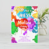 Kleurrijke schilderij verjaardagsfeestuitnodiging kaart (Staand voorkant)