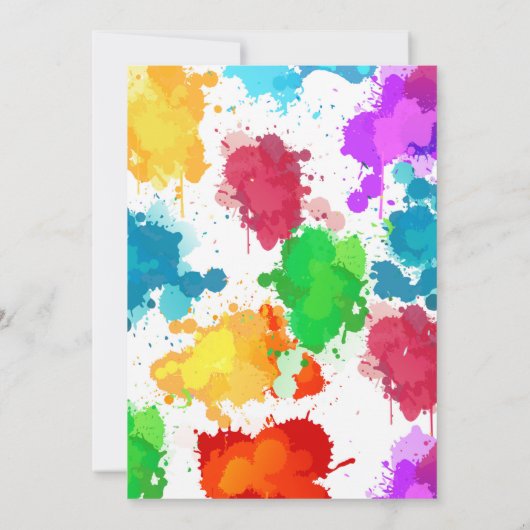 Kleurrijke schilderij verjaardagsfeestuitnodiging kaart (Achterkant)