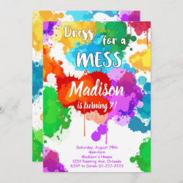 Kleurrijke schilderij verjaardagsfeestuitnodiging kaart