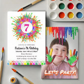 Kleurrijke schilderij verjaardagsfeestuitnodiging kaart