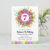 Kleurrijke schilderij verjaardagsfeestuitnodiging kaart (Staand voorkant)