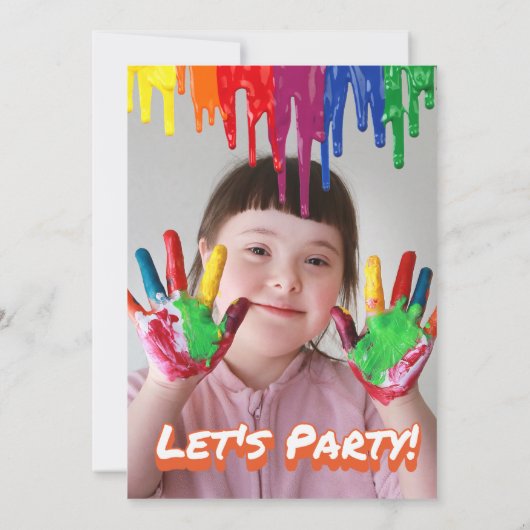 Kleurrijke schilderij verjaardagsfeestuitnodiging kaart (Achterkant)