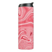 Kleurrijke schilderijen van marmering, rode marmer thermosbeker (Gedraaid links)