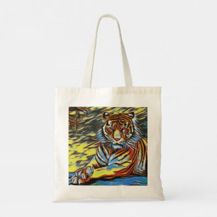 Kleurrijke schilderijen voor tijger tote bag