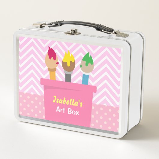 Kleurrijke schilderpenselen Kunstbox Meisjesnaam (Voorkant)