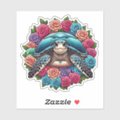 Kleurrijke Schildpad Illustratie Omgeven Door Roze Sticker (Vel)