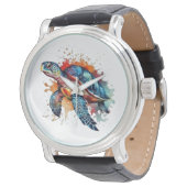 kleurrijke schildpad in waterkleur horloge (Gekanteld)