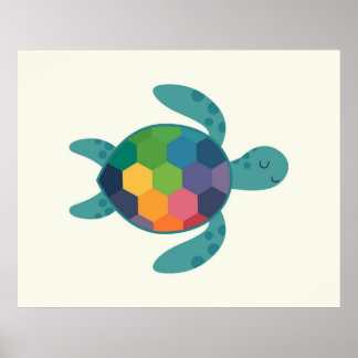 Kleurrijke Schildpad met Geometrische Schelp Baby  Poster