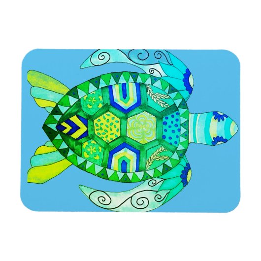 Kleurrijke Schildpad tekening Magneet (Horizontaal)