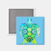 Kleurrijke Schildpad tekening Magneet (Voorkant / Achterkant)