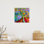Kleurrijke schildpad voor Zee, abstracte kunst met Poster (Keuken)