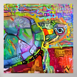 Kleurrijke schildpad voor Zee, abstracte kunst met Poster