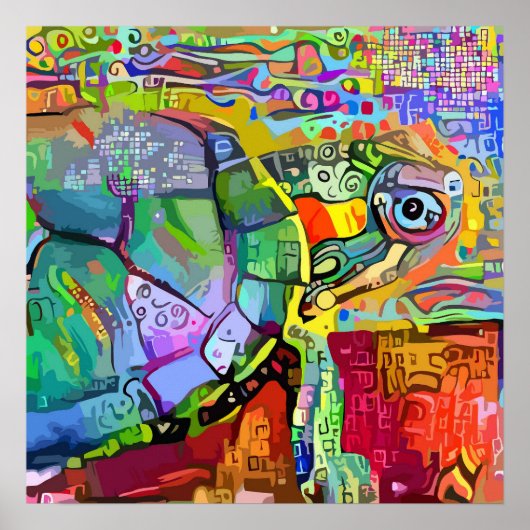 Kleurrijke schildpad voor Zee, abstracte kunst met Poster (Voorkant)