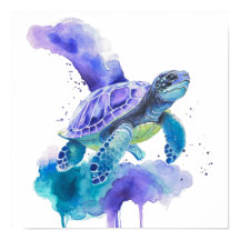 Kleurrijke Schildpad Waterverf Art – Spirit Animal