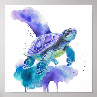Kleurrijke Schildpad Waterverf Art – Spirit Animal Poster