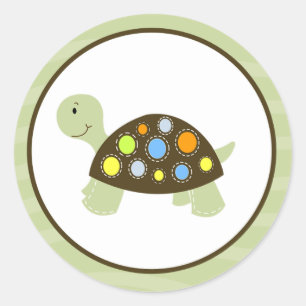 Kleurrijke schildpaddenstoelen / Toppers 20 Ronde Sticker