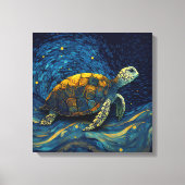 Kleurrijke schildpadzwemmen onder de Sterrennacht Canvas Afdruk (Voorkant)
