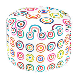 Kleurrijke schimmelige moderne witte regenboogcirk poef