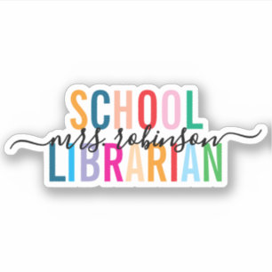 Kleurrijke School Bibliothecaris Gepersonaliseerde Sticker