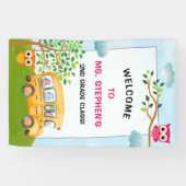 Kleurrijke School Bus Teacher Classroom Welkom Spandoek (Horizontaal)