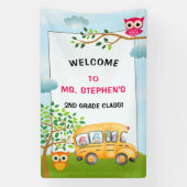 Kleurrijke School Bus Teacher Classroom Welkom Spandoek (Verticaal)