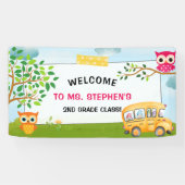 Kleurrijke School Bus Teacher Classroom Welkomstbo Spandoek (Horizontaal)