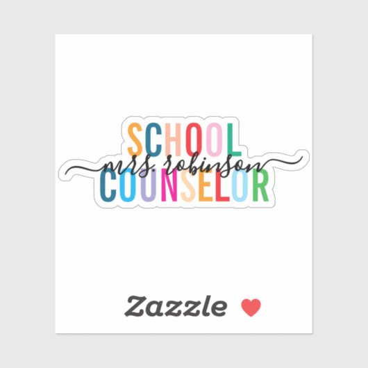 Kleurrijke School Counselor Gepersonaliseerde Scri Sticker (Vel)