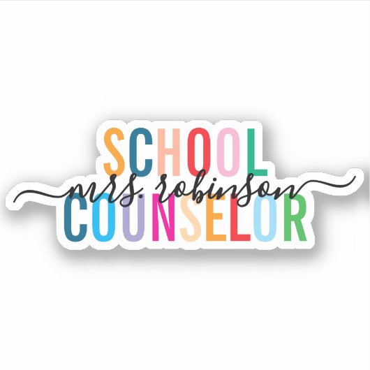 Kleurrijke School Counselor Gepersonaliseerde Scri Sticker (Voorkant)