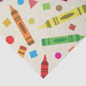 Kleurrijke School Crayons met Vormen Patroon Tissuepapier (Detail)