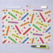 Kleurrijke School Crayons met Vormen Patroon Tissuepapier (Craft)