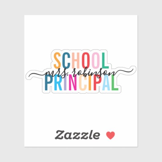 Kleurrijke School Principal Gepersonaliseerde Scri Sticker (Vel)