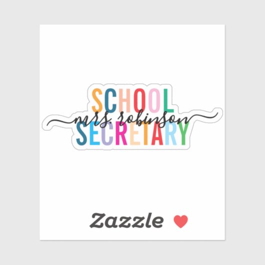 Kleurrijke School Secretaris Gepersonaliseerde Scr Sticker (Vel)