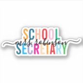 Kleurrijke School Secretaris Gepersonaliseerde Scr Sticker (Voorkant)