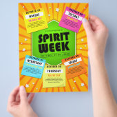 Kleurrijke School Spirit Week Evenementenkalender Flyer (Hand)