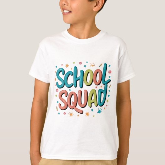 Kleurrijke School Squad Design - Leuke Back-to-Sch T-shirt (Voorkant)