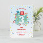 Kleurrijke school thema 3e verjaardag partij kaart (Staand voorkant)