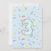 Kleurrijke school thema 3e verjaardag partij kaart (Achterkant)