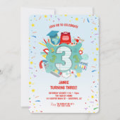 Kleurrijke school thema 3e verjaardag partij kaart (Voorkant)