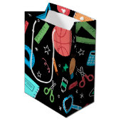 Kleurrijke Schoolbenodigdheden Doodle Terug naar S Medium Cadeauzakje (Voorkant Gekanteld)