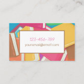 Kleurrijke schoolboek ESL leraar vreemde taal Visitekaartje (Achterkant)