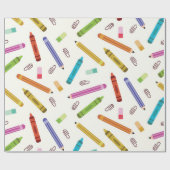 Kleurrijke schoolkrijtjes en potloden patroon cadeaupapier (Vlak)