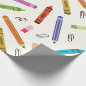 Kleurrijke schoolkrijtjes en potloden patroon cadeaupapier (Hoek)