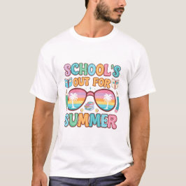 Kleurrijke "School's Out" Sunset Design T-shirt