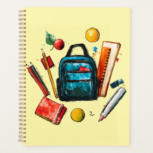 Kleurrijke schoolspullen voor studenten planner (Voorkant)